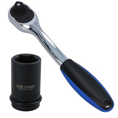AB Tools 21mm Scaffolders Scaffolding Scaffold Impact Socket And 1/2In Drive Curved Ratchet from B&Q