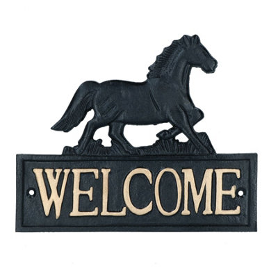 AB Tools Horse Welcome Cast Iron Sign Plaque Wall Fence Gate House Stable Farm Yard from B&Q