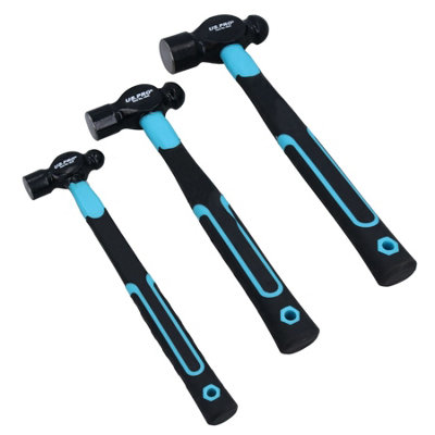 AB Tools 3Pc Ball Pein Hammers With Tpr Grip Fibreglass Handles 8Oz 16Oz 32Oz 3Pc Set from B&Q
