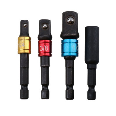 B&Q -  Impact Allen Hex Socket Driver Adapters 1/4" 3/8" + 1/2" + Magnetic Bit Holder