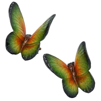 AB Tools Green Wall Mount Pair Butterflies Resin Shed Sculpture Statue Garden Butterfly from B&Q