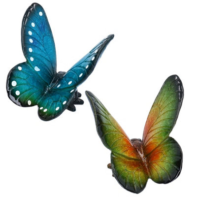 AB Tools Green & Blue Wall Mount Butterflies Resin Shed Sculpture Statue House Garden from B&Q