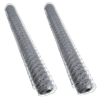 B&Q -  Galvanised Wire Chicken Mesh Fencing Cages Fence 10M X 0.9M 25mm Hex 2Pk
