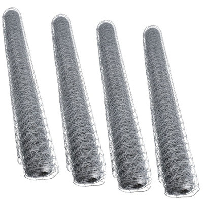 B&Q -  Galvanised Wire Chicken Mesh Fencing Cages Fence 10M X 0.9M 25mm Hex 4Pk