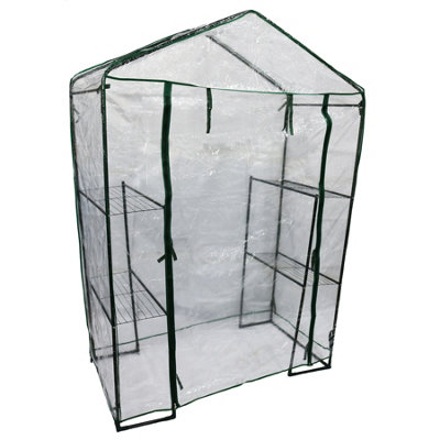 AB Tools Walk In Greenhouse With Pvc Cover Garden Grow Growing Room With Shelves from B&Q