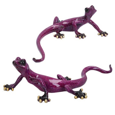 AB Tools Purple Speckled Gecko Lizard Resin Wall Shed Sculpture Decor Statue Full Set from B&Q