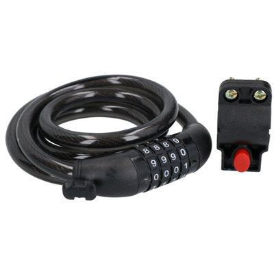 AB Tools 1.2M X 12mm Combination Bike Lock + Mounting Bracket Security Pvc Coating