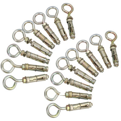 AB Tools 6mm Close Hook Anchor Eye Bolt Rawl Expansion Bolts Shield Wall 16 Pack from B&Q