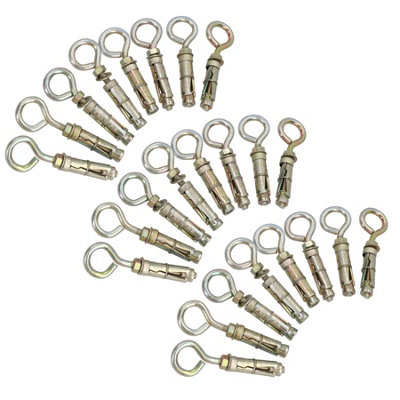 AB Tools 6mm Close Hook Anchor Eye Bolt Rawl Expansion Bolts Shield Wall 24 Pack from B&Q