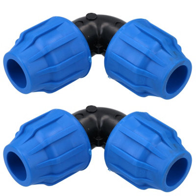 AB Tools 20 X 20mm Mdpe Elbow 90 Degree Compression Coupling Fitting Connector 2Pk from B&Q
