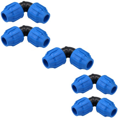 AB Tools 20 X 20mm Mdpe Elbow 90 Degree Compression Coupling Fitting Connector 5Pk from B&Q