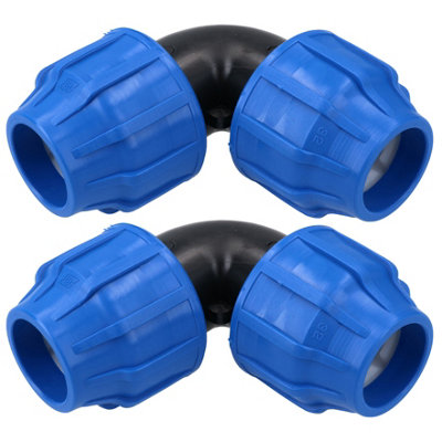 AB Tools 32 X 32mm Mdpe Elbow 90 Degree Compression Coupling Fitting Connector 2Pk from B&Q