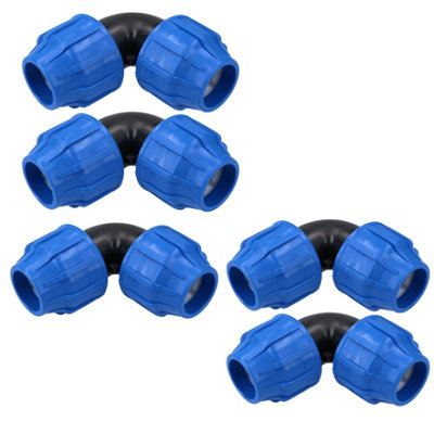 AB Tools 32 X 32mm Mdpe Elbow 90 Degree Compression Coupling Fitting Connector 5Pk from B&Q