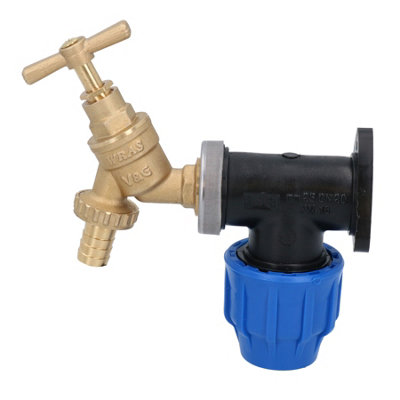 AB Tools 1/2" Hose Barb Tail Bib Tap Outdoor Water Wall Plate Elbow Mount 20mm Pipe from B&Q