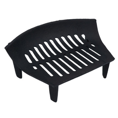 B&Q -  12" Fire Grate For 14" Fireplace Cast Iron Coal Log Black Front Open Basket