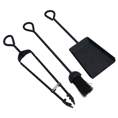 AB Tools 18" Loop BrushShovel & Tongs Fire Coal Wood Log Burner Steel Metal 450mm from B&Q