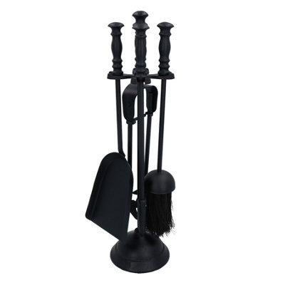 AB Tools 5Pc Log Fire Fireside Fireplace Companion Set Brush Poker Shovel Tongs Burner from B&Q