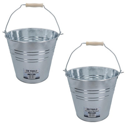 AB Tools 12L Galvanised Steel Metal Bucket Pail Water Coal Greenhouse Garden Plant 2Pk from B&Q
