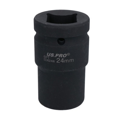 B&Q -  1" Drive 24mm Deep mm Impact Impacted Socket 6 Sided Single Hex