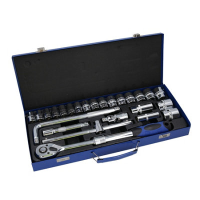 Ab Tools 1/2In. Drive 25Pc Metric Shallow Socket And Accessory Set 10Mm - 32Mm Size 6