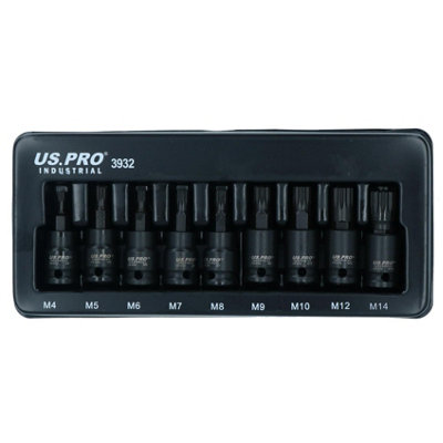 AB Tools Male Spline Impact Impacted Shallow Bit Sockets M5M14 9Pc 3/8In Drive from B&Q