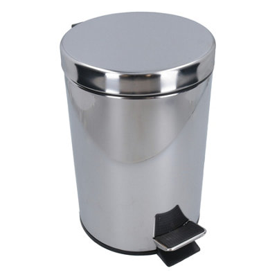 AB Tools 3L Waste Pedal Bin Stainless Steel Kitchen Bathroom House Rubbish Dustbin from B&Q