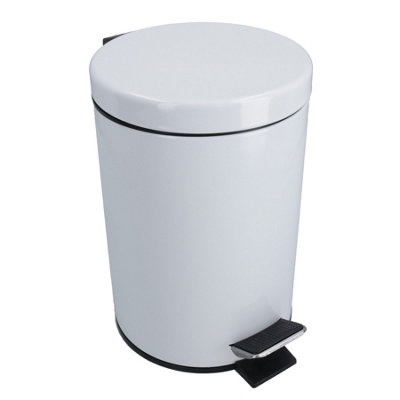 AB Tools 3L Waste Pedal Bin White Kitchen Bathroom Office Metal House Rubbish Dustbin from B&Q