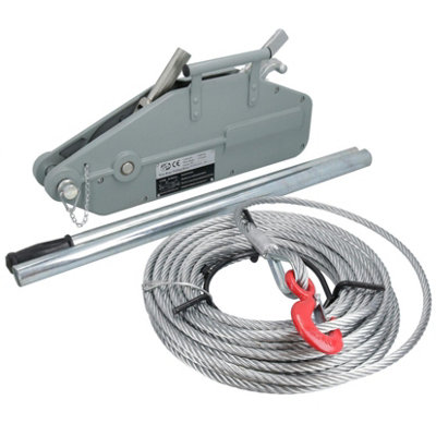 AB Tools Manual Cable Puller Hand Winch Lifter Mover Turfer Hoist 1600Kg 20M Wire Rope from B&Q