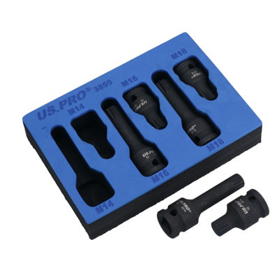AB Tools 1/2In Drive Deep + Shallow Impact Impacted Male Spline Sockets M14 M16 M18 from B&Q
