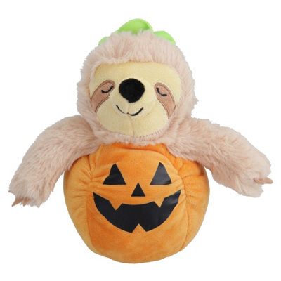 AB Tools Dog Puppy Small Halloween Gift Plush Comfort Squeaky Sloth Pumpkin Toy from B&Q