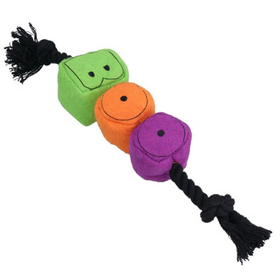 AB Tools Dog Puppy Small Halloween Gift Plush Comfort Squeaky Boo Rope Play Toy from B&Q