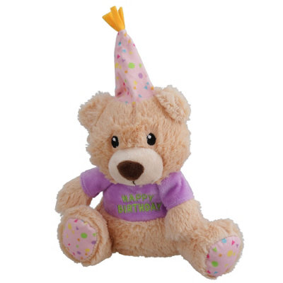 AB Tools Super Soft Plush Squeaky Birthday Bear Dog Puppy Happy Birthday Gift from B&Q