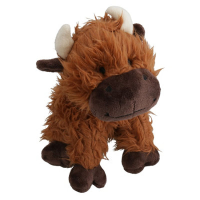 AB Tools Super Tough Squeaky Plush Rope Core Brown Cow Dog Puppy Gift Play Toy from B&Q