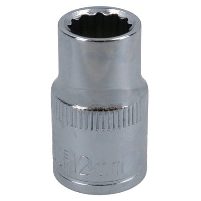 AB Tools 12mm 1/2In Drive Shallow Metric mm Socket 12 Sided Bi-Hex Knurled Ring from B&Q