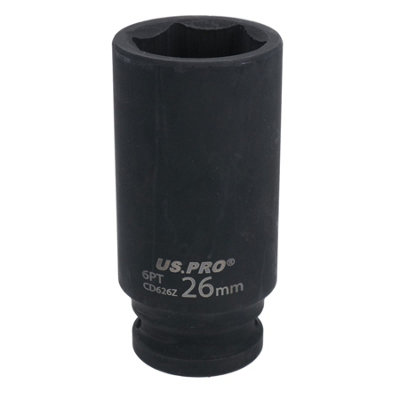 AB Tools 26mm 1/2In Drive Deep Metric Impact Impacted Socket 6 Sided Single Hex from B&Q