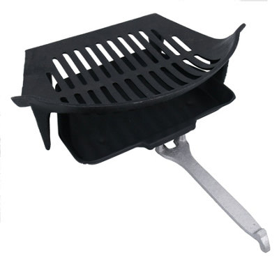 Ab Tools 14" Fire Grate, Ashpan & Handle Fireplace Cast Iron Log Saver For 16" Fire Coal