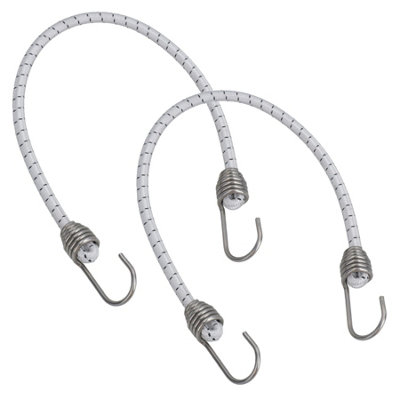 AB Tools 2Pk 20" Bungee Rope With Stainless Steel Hooks Cords Shock Elastic Marine Boat from B&Q