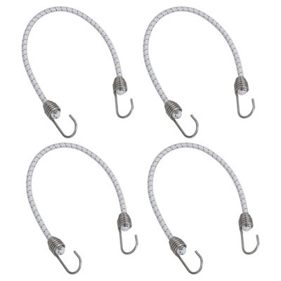 AB Tools 4Pk 20" Bungee Rope With Stainless Steel Hooks Cords Shock Elastic Marine Boat from B&Q