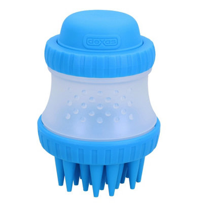 B&Q -  Blue Silicone Dog Washing Brush With Built In Shampoo Reservoir Dogs On Go