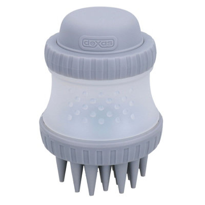 B&Q -  Grey Silicone Dog Washing Brush With Built In Shampoo Reservoir Dogs On Go