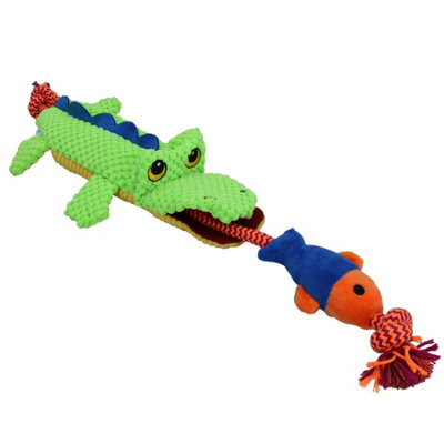 AB Tools Plush Rope Cordy Catchers Croc Dog Play Toy With Squeak Pet Dog Puppy Gift from B&Q