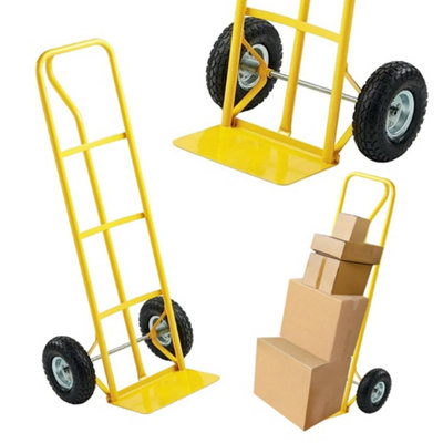600Lb Heavy Duty Sack Truck Industrial Hand Trolley With Pneumatic Tyre Wheel For Moving Lifting Large Items Hand Trucks High Back from B&Q