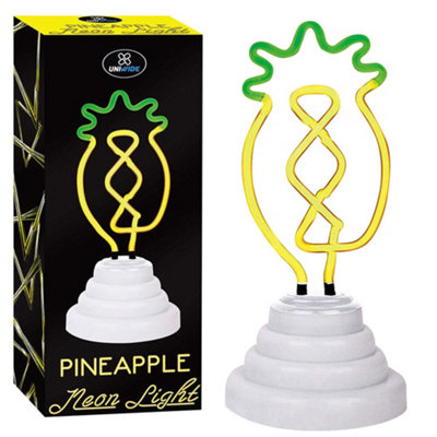  - 22Cm Neon Pineapple Light Lamp Bedroom Led Night Colourful Usb Battery Gift Xmas