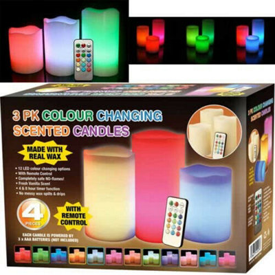 4Pc Colour Changing Led Wax Mood Candles Vanilla Scented Flameless With Remote from B&Q