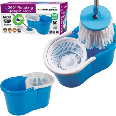 New 360 Spinning Rotating 2 Microfibre Cleaning Heads Spin Mop With Bucket Kitchen from B&Q