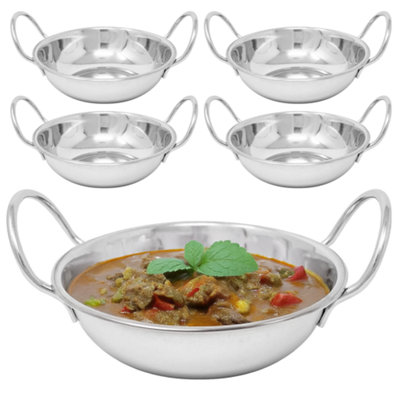Set Of 5 Balti Karahi Deep Dishes Metal Curry Serving Stainless Steel Cookware Server Cooking Pan Catering Dish 15Cm from B&Q