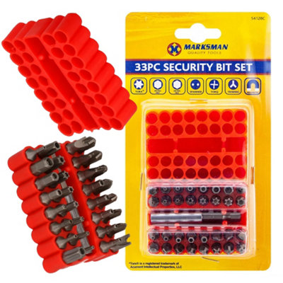 33Pc Tamperproof Bit Set Screwdriver Torx Hex Security Magnetic Holder Star 25mm from B&Q