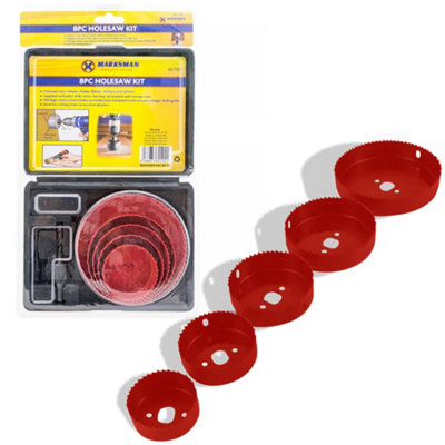 8Pc Circular Carbon Steel Holesaw Set Wood Plasterboard Tooth In Case Cutter Cut from B&Q