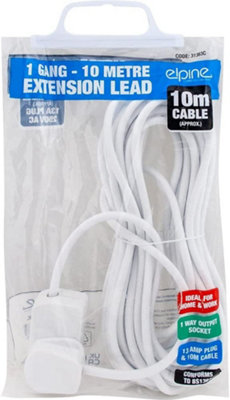 - New Extension Lead Cord Uk Cable Electric Mains Power 1 2 3 4 6 8 10 Gang Way Surge Protected Tower 3 Pin Multi Socket 1 Way 10M