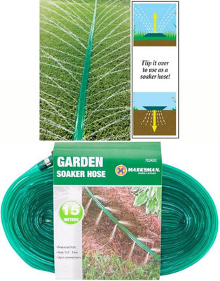 15M Soaker Hose Pipe Garden Drip Irrigation Watering Sprinkler Lawn Plants New from B&Q